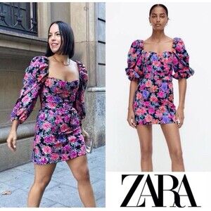 Zara Floral Mini Dress - Pink and Blue